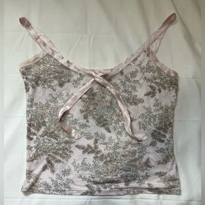 GAP Pink Sequin Tie Front Crop Camisole